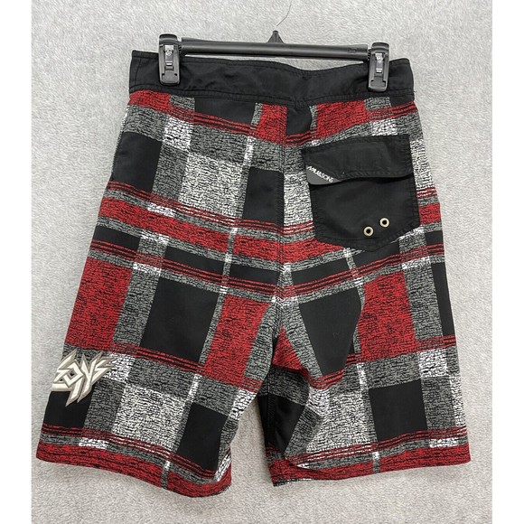 Maui and Sons Men's Board Shorts Red Black Check Size Small - Picture 2 of 10